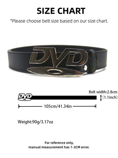 Unisex Nostalgic Design DVD Buckle Belt Men Women Decoration Paired with Jeans Belt Versatile White Black Design Sense Belt