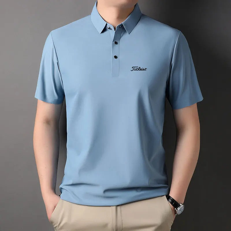 Men's Golf Outdoor Casual Polo Shirt T-Shirt Summer High-End Brand Cool and Breathable Fitness Sports Short Sleeve Top