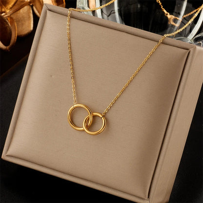316L Stainless Steel Simple Heart Love Circular Tassel Necklace Lady Trend Fashion Clavicle Chain Jewelry Glamorous Gift