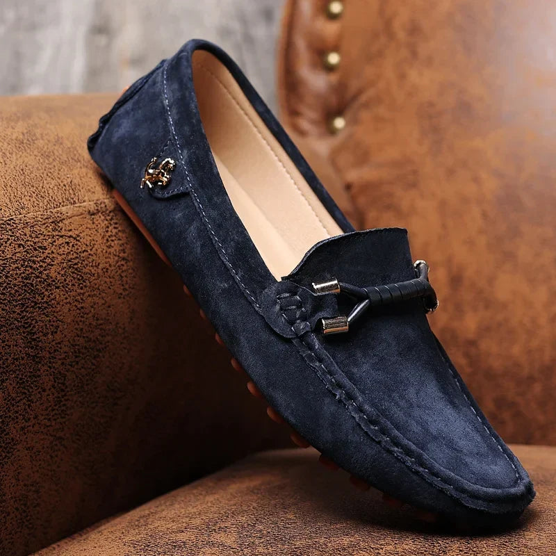 Loafers Men Casual Fashion Suede Men Shoes Lightweight Soft Genuine Leather Moccasins Slip on Driving Shoes for Men Size 48