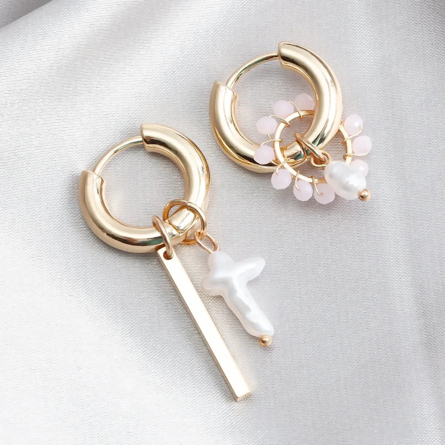 Geometric Crystal Asymmetric Dual-use Ear Buckle Earrings for Women Jewelry