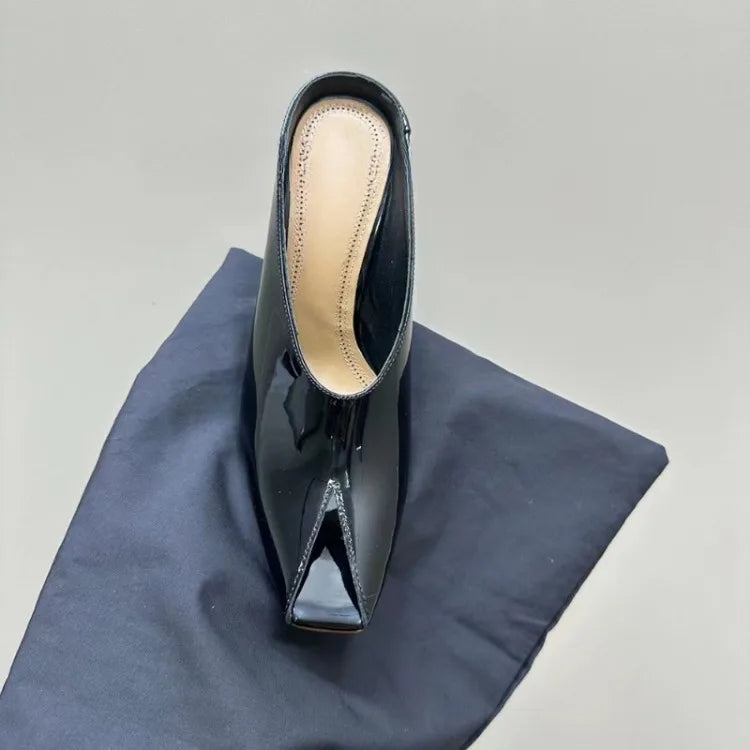 Show Style 10.5cm High Heel Fish Mouth Sandals Spring/Summer Black and White Fashion Sexy Professional Commuter Slippers Size 43