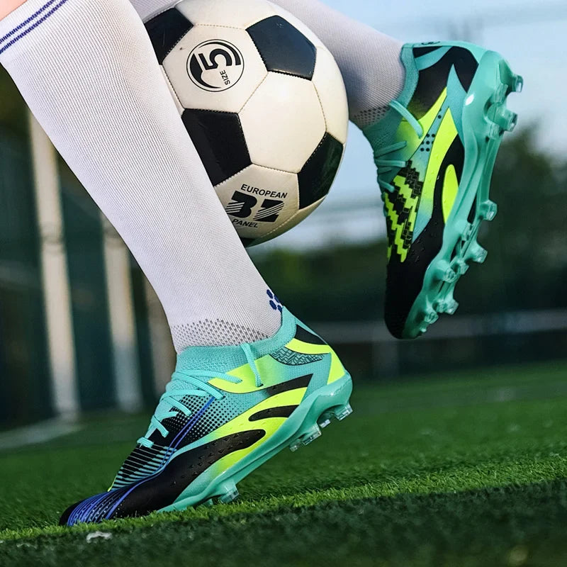 Professional Long Spikes Football Field Cleats Men Women Trend Pink Soccer Shoes Society Man Trainers Futsal Sneakers Size 33-46