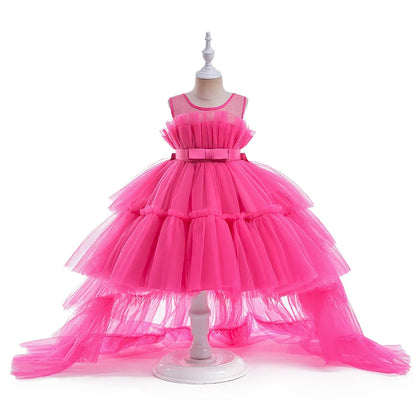 Elegant Tulle Bridesmaids Party Girls Dresses Summer Baptism Birthday Wedding Prom Princess Dress for Girl Christmas Kids Clohes