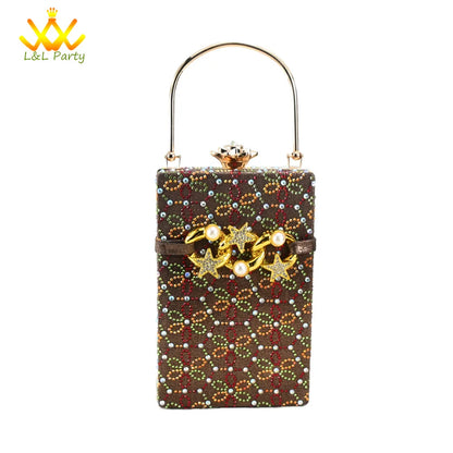 Low Heels Comfortable Sweet Style Italian Design Shoes Matching Bag Set in Orange Color High Quality with Crystal for Dress