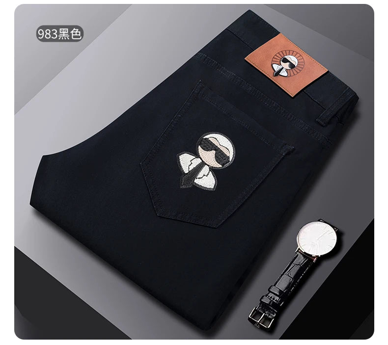 Fashion Men Jeans Stretch Straight Leg Casual Slim Fit Denim Pants Male Brand Luxury Design Business Classic Trousers