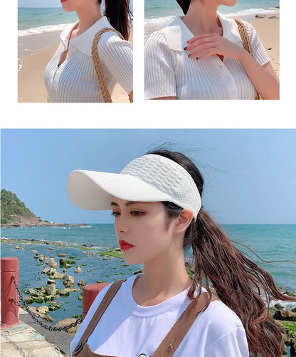 Anti-UV Sun Hats Breathable Adjustable Empty Top Visor Caps for Men