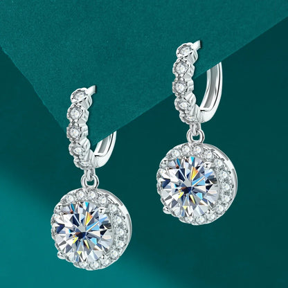 3Carat Moissanite Hoop Earrings With  Certificates Round Sunflower D Color Diamond Drop Earring 925 Silver Earring 2024 Trend