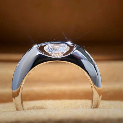Anel de Casamento em Moissanite de 1 Quilate para Mulheres, Anéis de Noivado Solitário de Diamante Brilhante em Prata Esterlina 925 com Certificado
