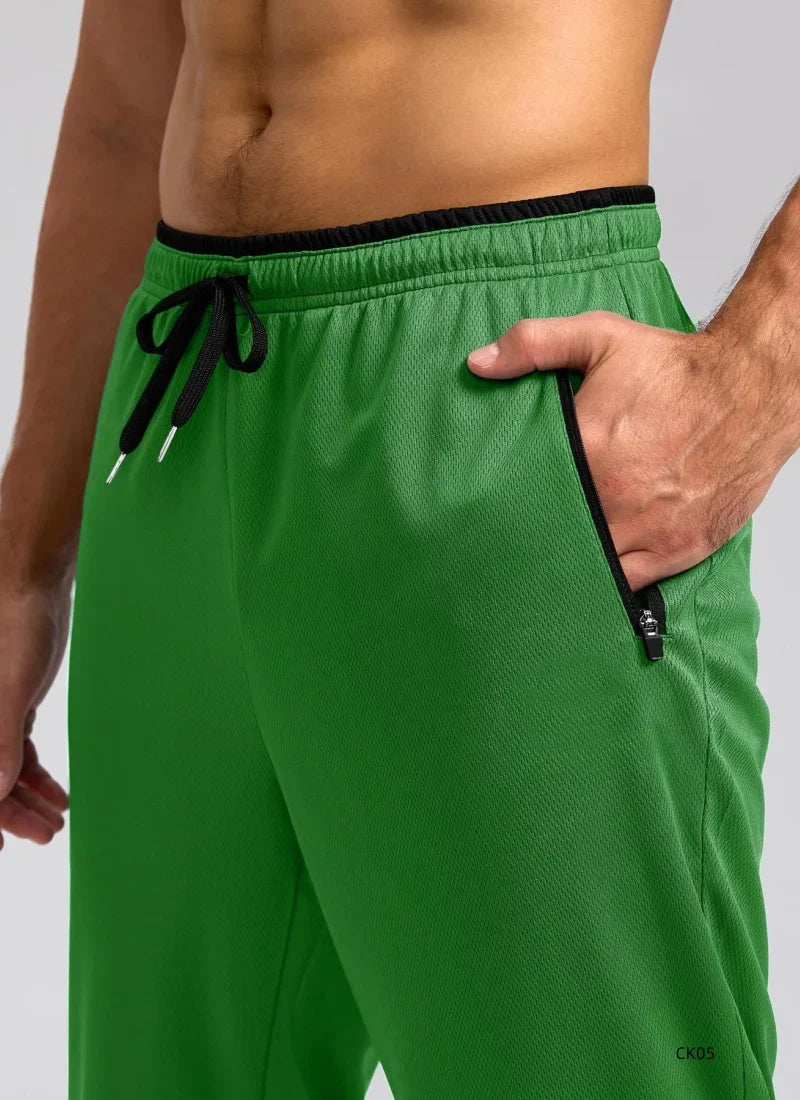 Men's sports pants spring and summer mesh breathable sports pants men's running and jogging sports pants fashionable solid color