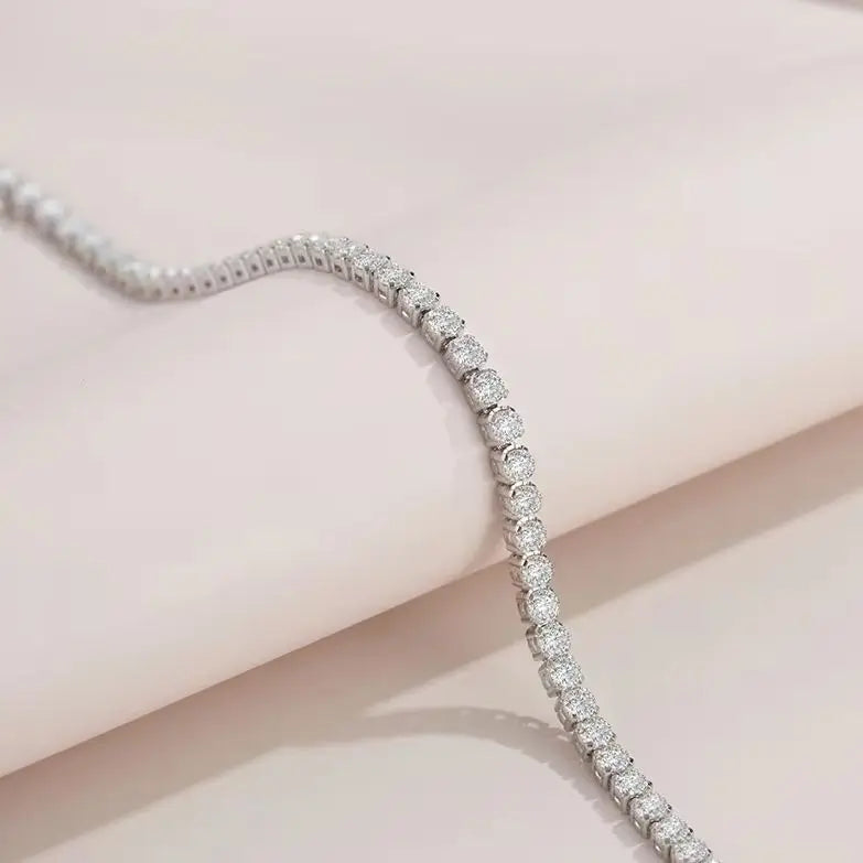 925 Sterling Silver 4.4 Carat Moissanite Adjustable Tennis Bracelet Fashion Temperament Design Light Luxury Ladies