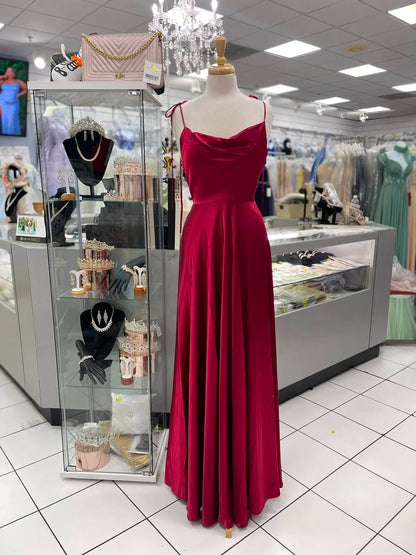 Elegant Bridesmaid Dress Cowl Neck Adjusted Spaghetti Silky-satin Fabric A-line Silhouette Wedding Women Long Gown