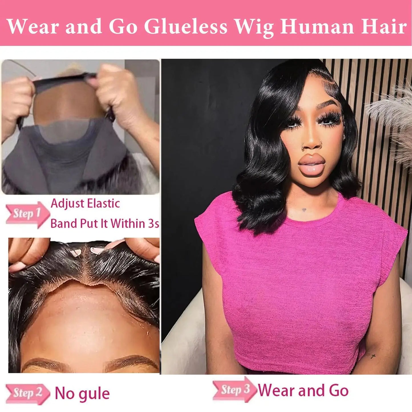 Short Bob Glueless Body Wave Human Hair Wigs 5X5 HD Transparen Lace Frontal Real Human Hair Wig Natural Human Hair  Wigs 16 Inch