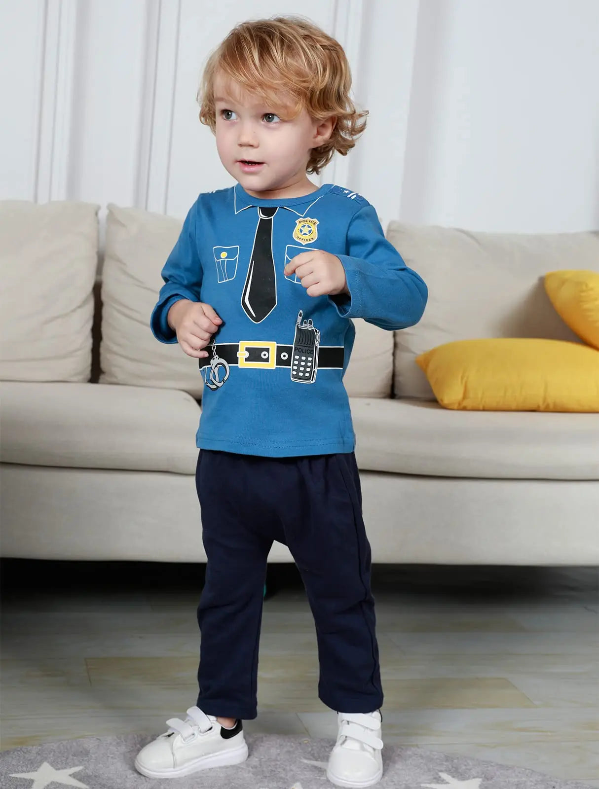 Boys Pilot Costumes Baby Firefighter Clothing Infant Police Cosplay Party Outfits Set Long Pants with Hat Halloween Costume
