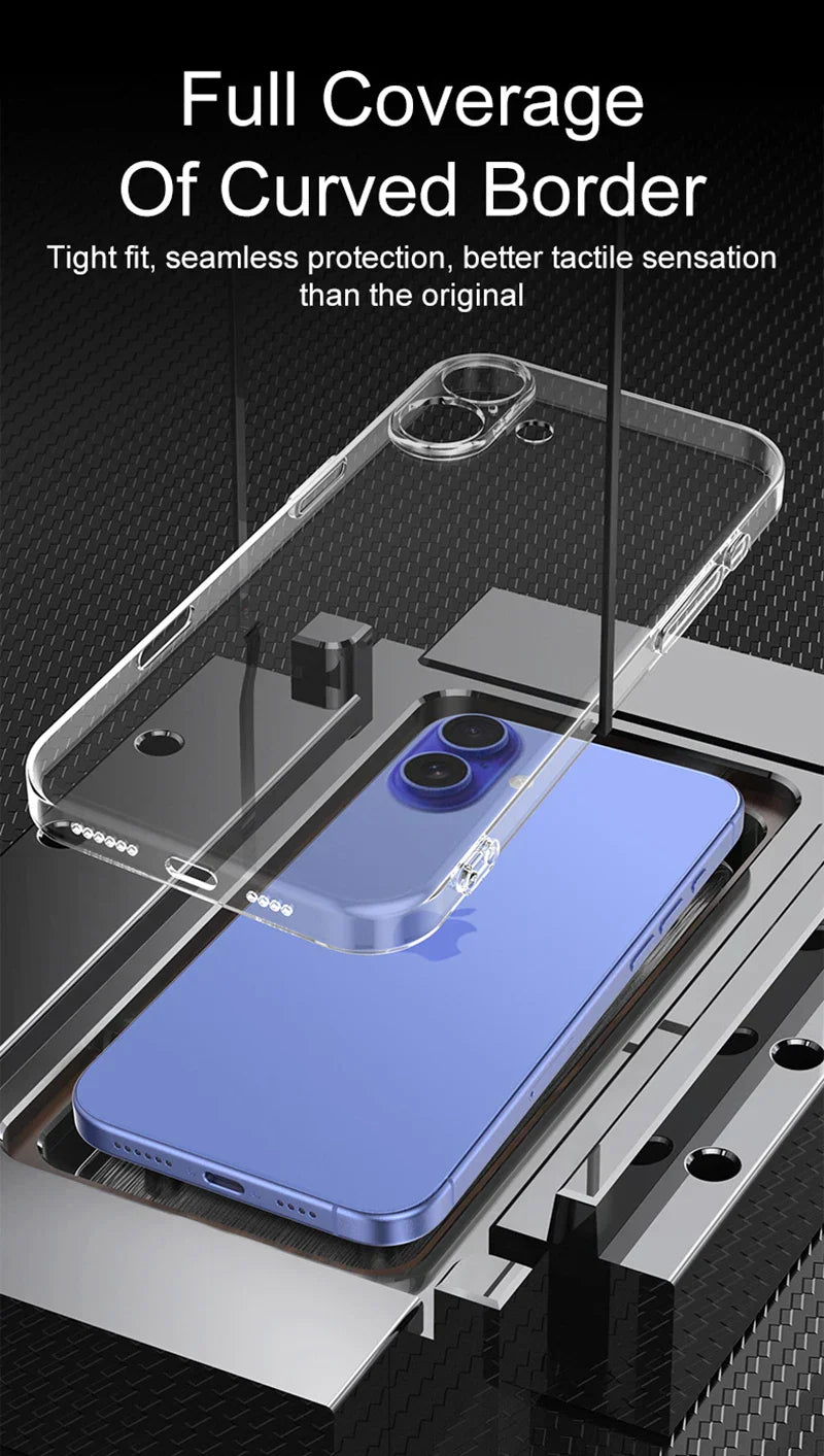Ultra Thin Silicone Soft Case For iPhone 16 Pro Max Plus Crystal Clear Transparent Full Camera Cover Shell 16pro Promax 16plus