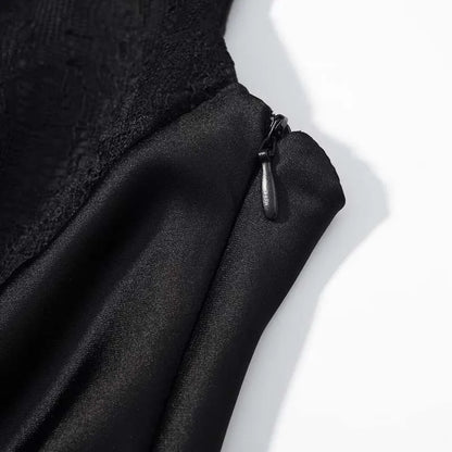 Black Satin Lace V-Neck Camisole Top for Women Cropped Y2k Harajuku Fashion Elegant Sleeveless Shirt Blouse Female