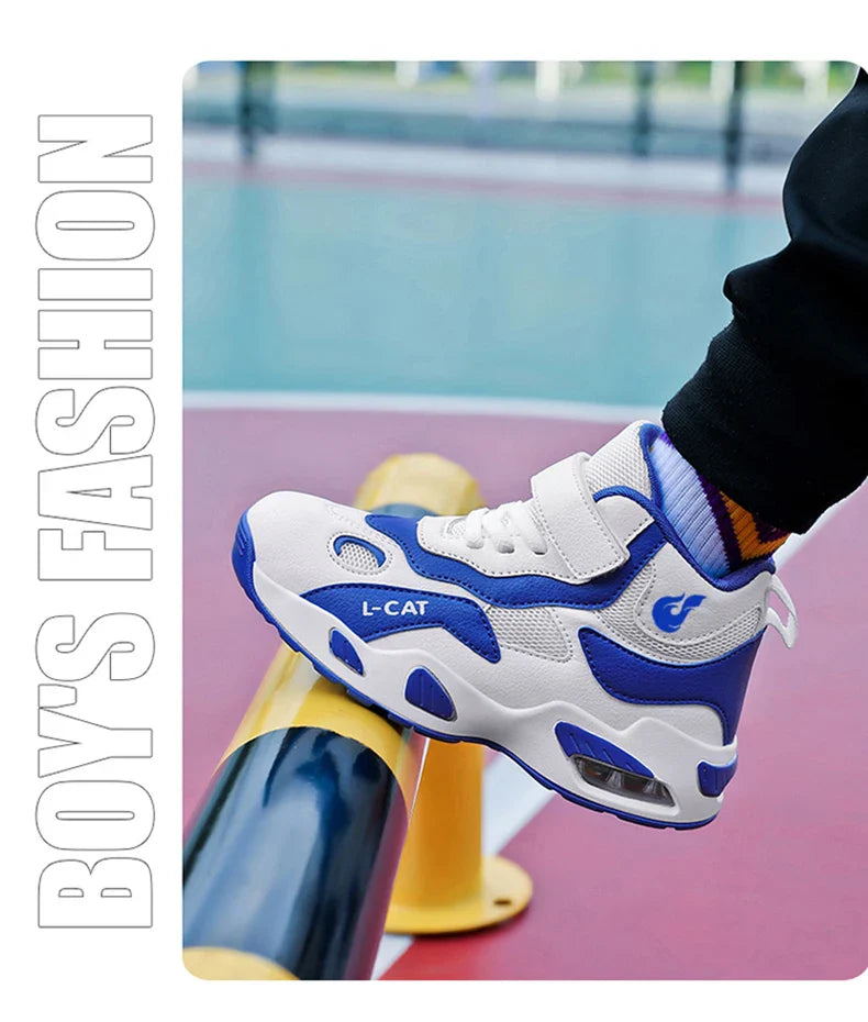 Children's High-top Basketball Shoes Anti-slip Basketball Combat Boots Boys Girls Outdoor Cushioned Sneakers Ankle Support Shoes