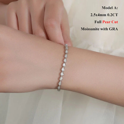 Full Asscher Cut 3x3mm 0.15CT Bezel Type Moissanite Tennis Bracelet for Women Men Party 925 Silver GRA Certified Bracelets