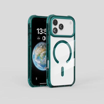 iPhone 17 pro max acrylic mobile phone case tpe suitable for high permeability 17 airbag anti-drop magnetic case green