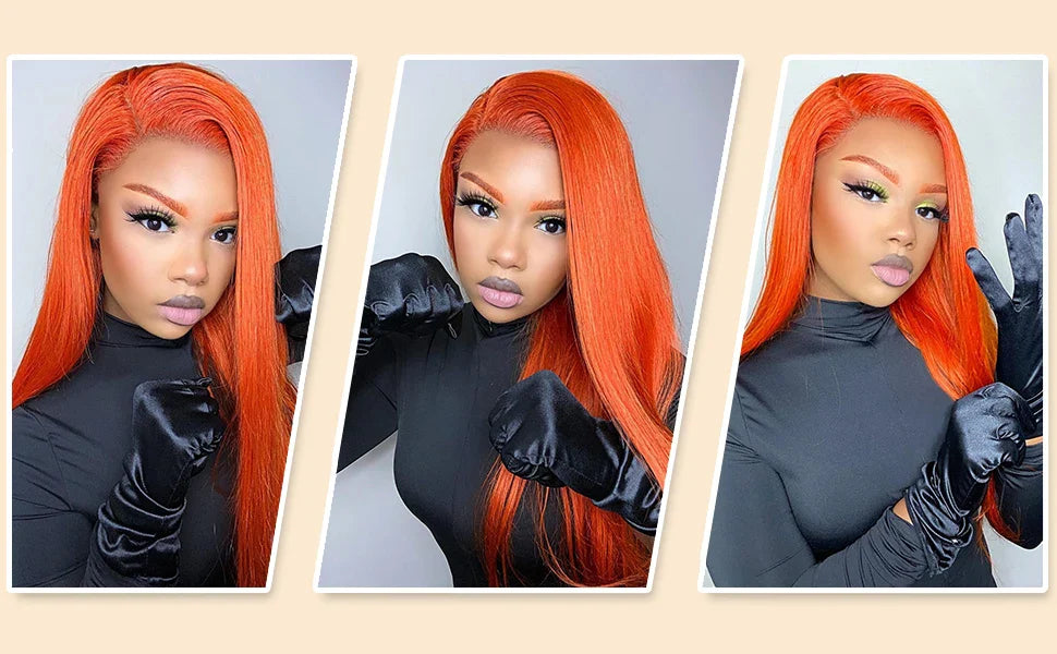 Ginger Wig Human Hair 30 Inch 200 Density 13x6 HD Transparent Lace Front Wigs Human Hair Pre Plucked Straight Wig Human Hair