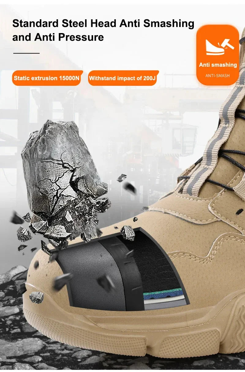 Men's Rotating Button Anti-Smash Anti-puncture Steel toe work Safety Shoes Men Work Boots Protective Women Sneakers Shoes