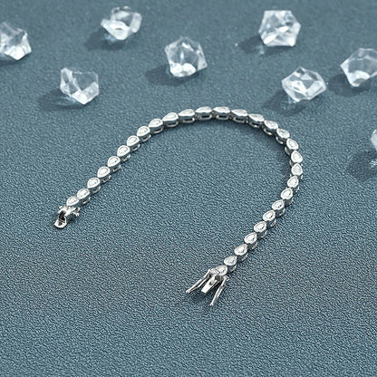 Certified 0.2carat Waterdrop Moissanite Tennis Bracelets Bezel Set 925 Sterling Silver Pear Cut Diamond Bracelet for Women