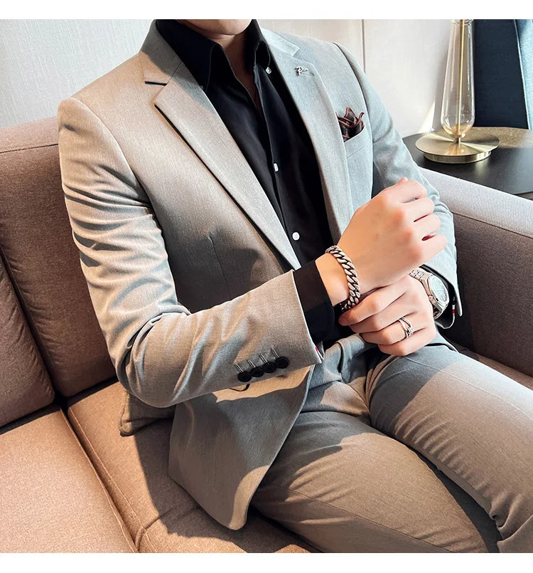 Terno Masculino Casual de Escritório Noivo Casamento Blazer Calça Social