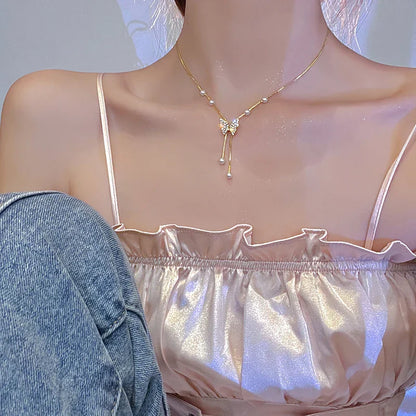 Heart Shape Pendant Necklaces Silver Color 5A Cubic Zirconia Minimalist Style Clavicle Chain Women And Girl Jewelry