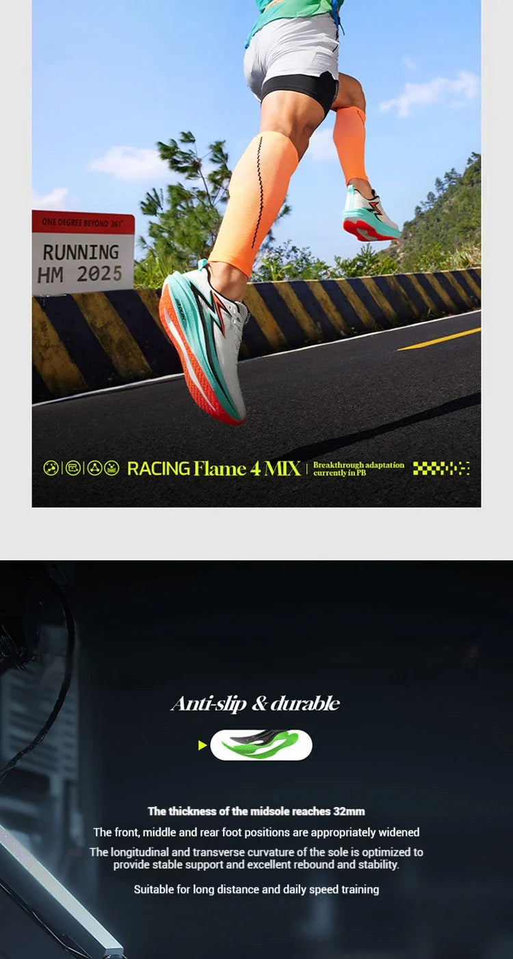 Degrees Flame 4.0 MIX Men Running Shoes Carbon Plate Racing Marathon Stable Rebound Wear-resistant Male Sneakers 672512204