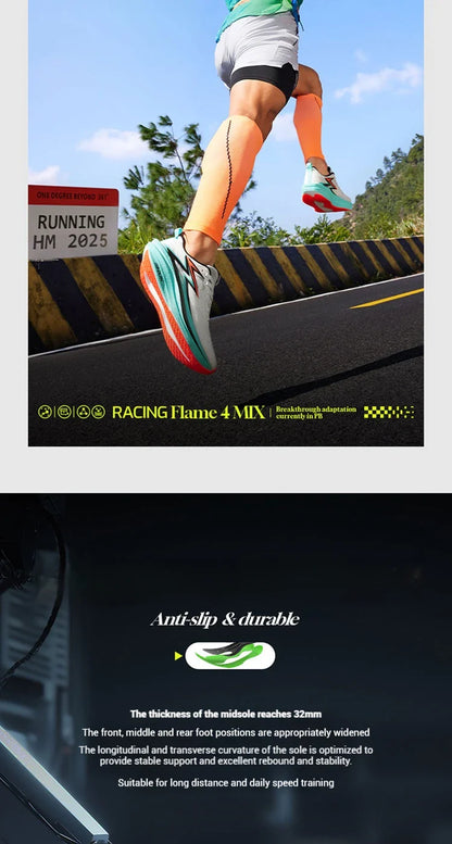 Degrees Flame 4.0 MIX Men Running Shoes Carbon Plate Racing Marathon Stable Rebound Wear-resistant Male Sneakers 672512204