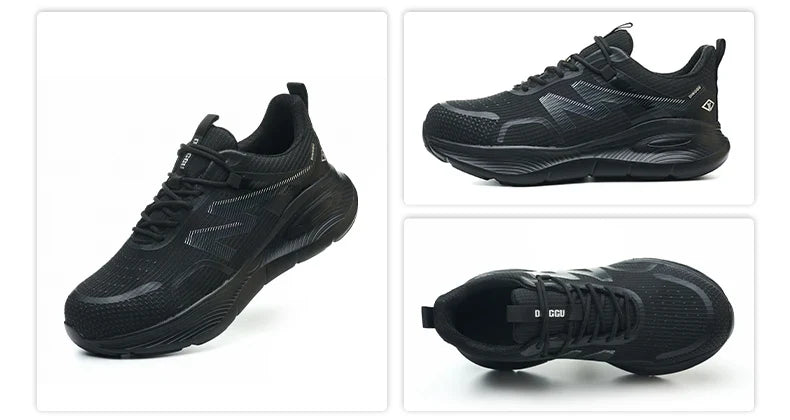 Work Safety Shoes Men Lightweight Indestructible Work Sneakers Security Steel Toe Shoes Safety Protective Boots Black Size 40-46