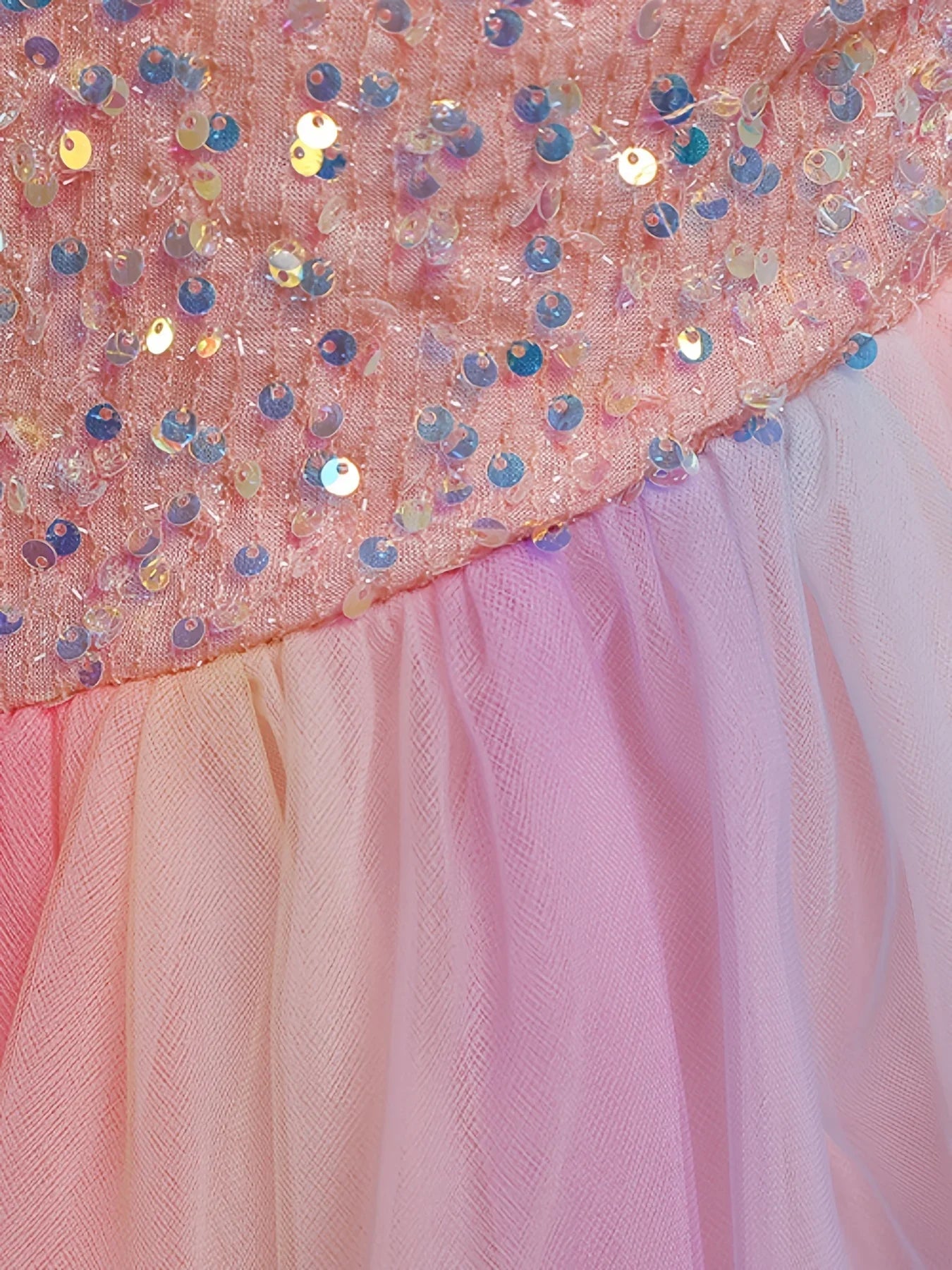 Girls Dress Color Mesh Dress Long Sequin Children's Skirt Girls Piano Host Costumes#323
