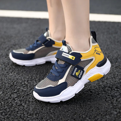 Kids Fashion Mesh Running Shoes Youngsters Teens Casual Walking Students Sneakers Breathable Soft Children Outdoor Sports Tennis