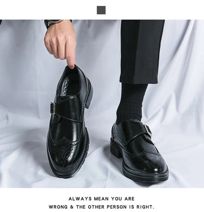 Fashion Formal Wedding Shoes Men Trend Casual Business Leather Shoes For Men High Quality Social Brogues Leather Shoes Male