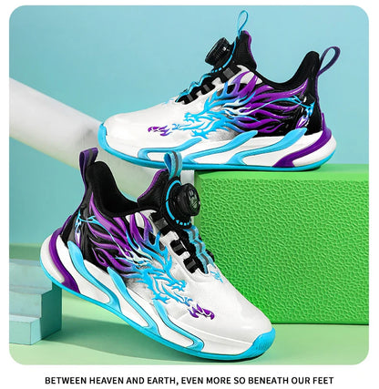 New waterproof leather-top rotary buckle children's sports casual shoes breathable running shoes for primary school students