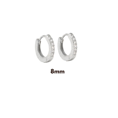 925 Sterling Silver Gold Zircon CZ 5mm 6mm 7mm 8mm To 13mm Huggies Hoops Piercing Pendiente Clips Luxury Fine Jewelry