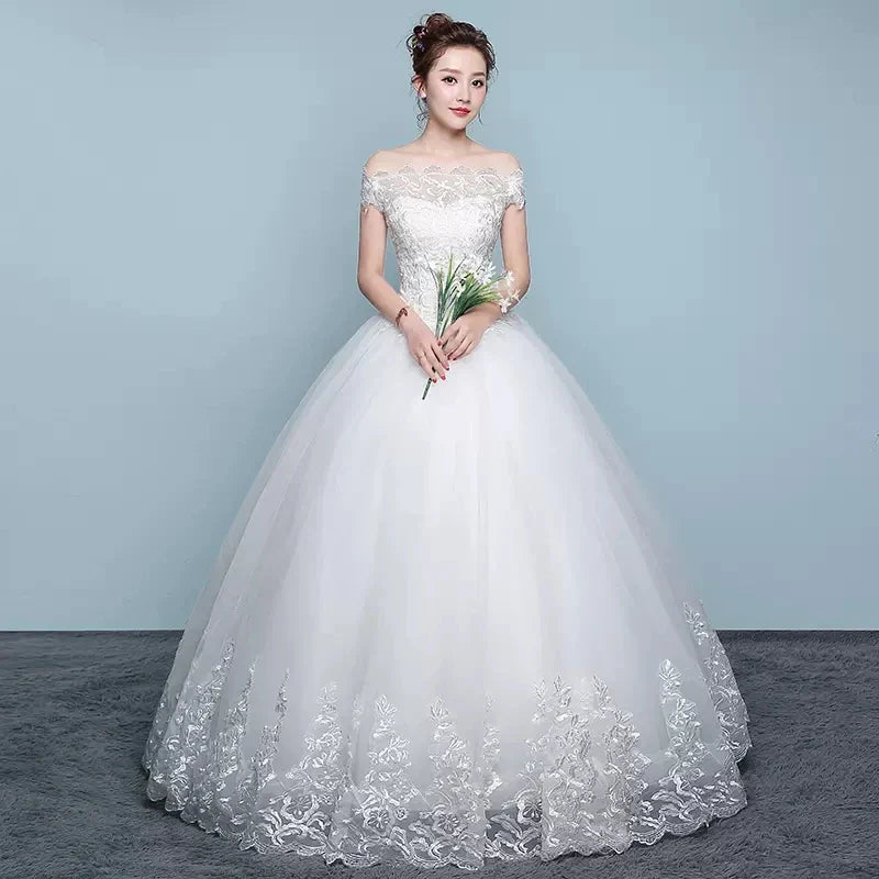 Wedding Dress Wholesale Lace up Embroidery Bride Marriage Dresses White Ball Gown Factory Christmas Carnival Plus Size