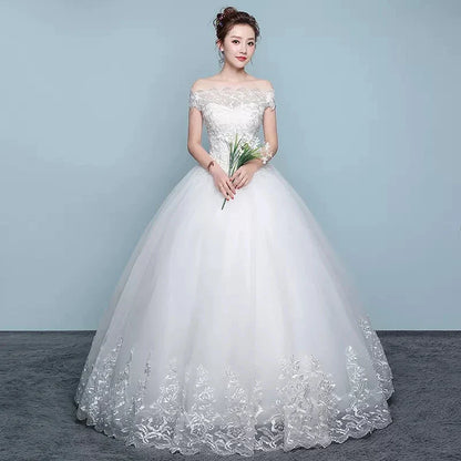 Wedding Dress Wholesale Lace up Embroidery Bride Marriage Dresses White Ball Gown Factory Christmas Carnival Plus Size