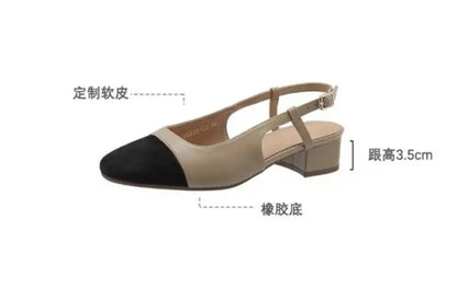 Summer New Fashion Low Square Heels Shoes Korean Color Matching Party Ladies Shoes Designer Chaussure Femme All-match Sandals