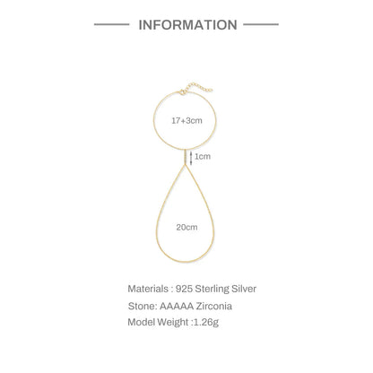 Dainty 5A Zircon Finger Ring Chain Bracelets Flower High Carbon Bracelet for Women Girl Adjustable s925 Silver Jewelry Gift