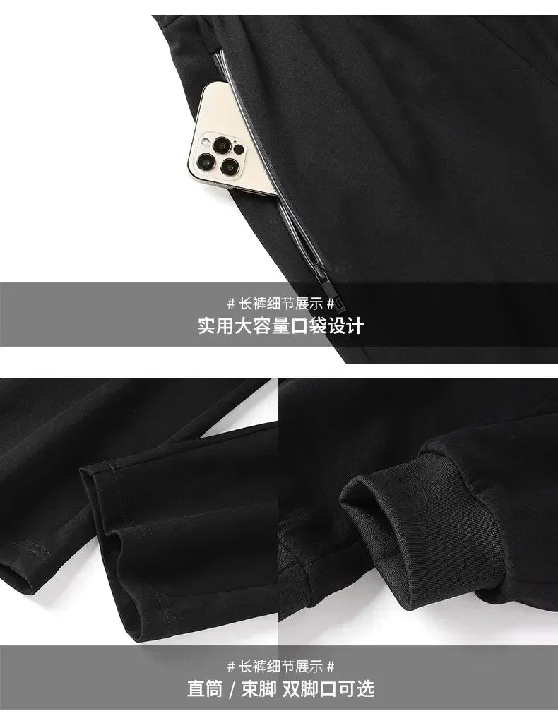 Men Running Sports Tracksuits Hoodies Zipper Outwear Sportwear+Sweatpants Sets Male Workout Sports Outfit Autumn Spring Sets men