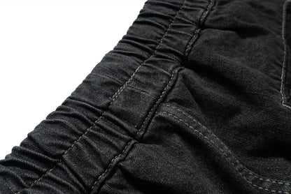 Gothic street jeans with multiple pockets men's shorts wide-legged loose nine-quarter pants knee-length pants loose casual pants