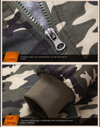Men's Zip Up Hoodie camouflage Heavyweight Winter Sweatshirt Fleece Sherpa Lined Warm Jacket