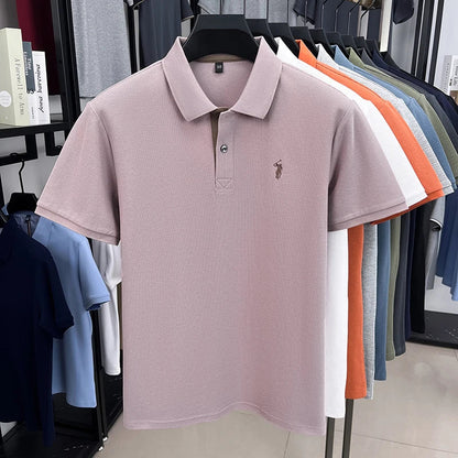 100% pure cotton high-end brand men's short sleeve polo shirt summer fashion customization horse embroidery classic Paul T-shirt