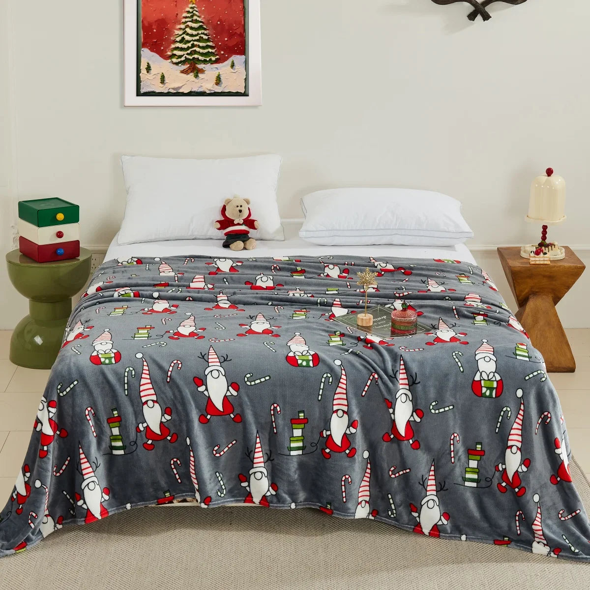 Christmas Style Double-sided Velvet Blanket Queen King Size Suitable for Autumn Winter Milk Velvet Quilt Queen King Size