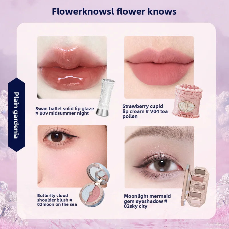 Gift Box Makeup Set Little Angel Full Box Lip Glaze Blusher Shell Jewelry Flower Know Birthday Gift Kit