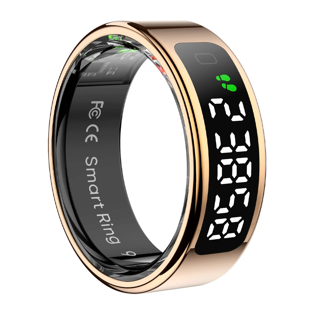 Smart Ring with Display Screen and Touch, Wireless Charging, Health Manager