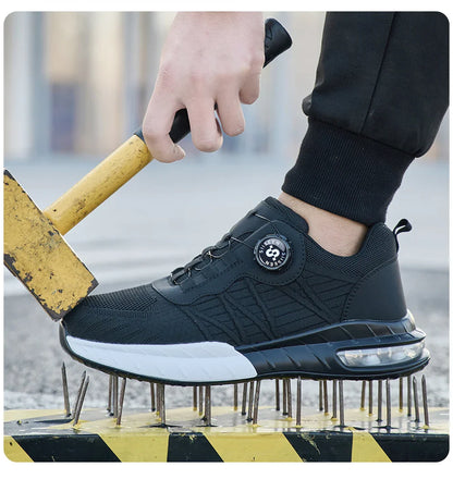 Men's Steel Toe Safety Shoes Anti Smash & Anti Puncture  Lightweight Work Fashionable And Durable Buttoned Safety Shoes Boots