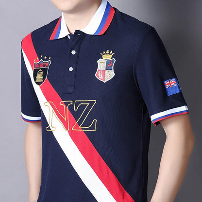 Men's polo shirt New Zealand Pacific Ocean cotton embroidery stitching color classic fashion original design pure cotton quality