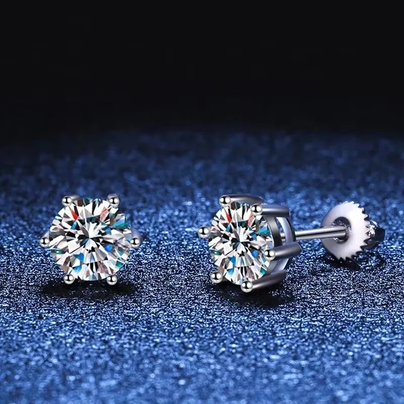 1ct 2ct Moissanite Earrings For Women Men Lab Diamond White Gold Plated 925 Sterling Silver Stud Earring Luxury Jewelry
